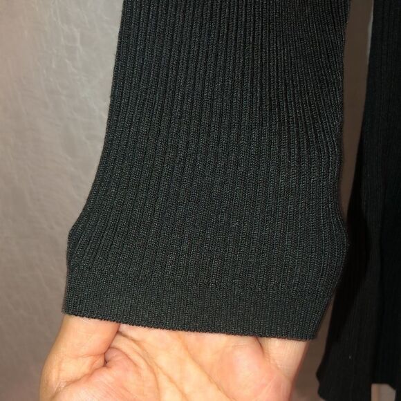 Catherine Malandrino M Green Peplum Knit Ribbed Crewneck Quarter Sleeve Sweater - Picture 6 of 8